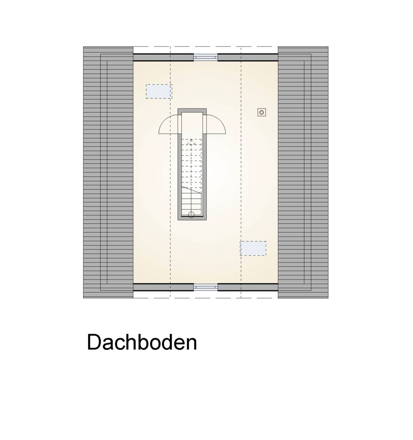 Grundriss des Dachbodens eines Einfamilienhauses