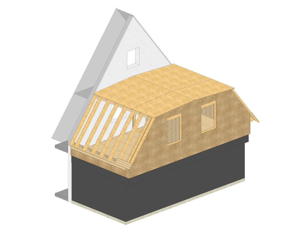 3D Visualisierte Darstellung der aufgestockten Wohnraumerweiterung