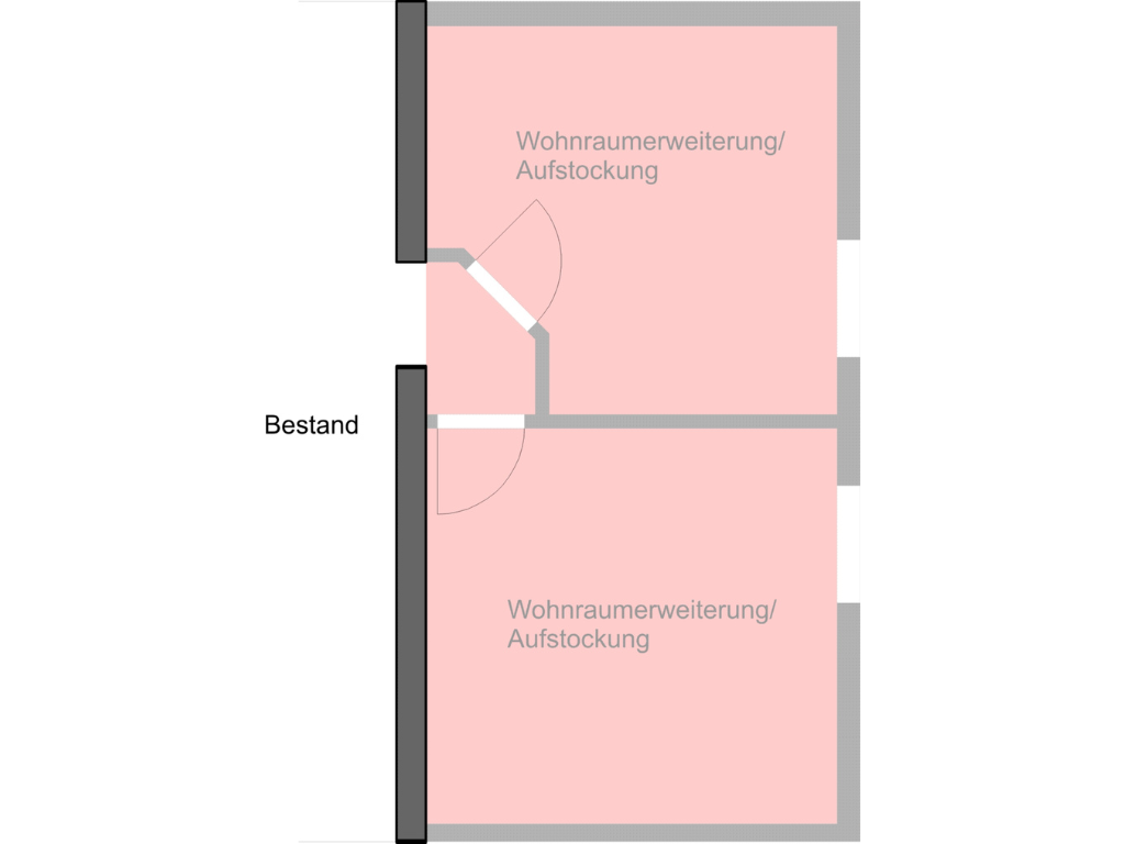 Schema zur Wohnraumerweiterung durch Aufstockung im Bestandsgebäude