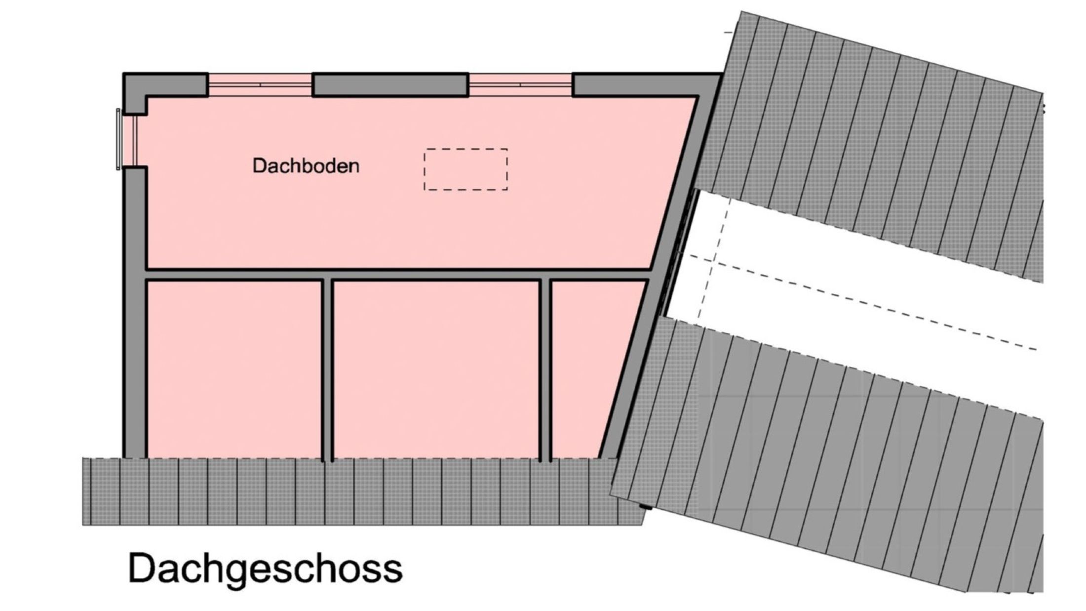 Grundriss des Dachgeschosses mit Dachboden im zweigeschossigen Holz-Anbau