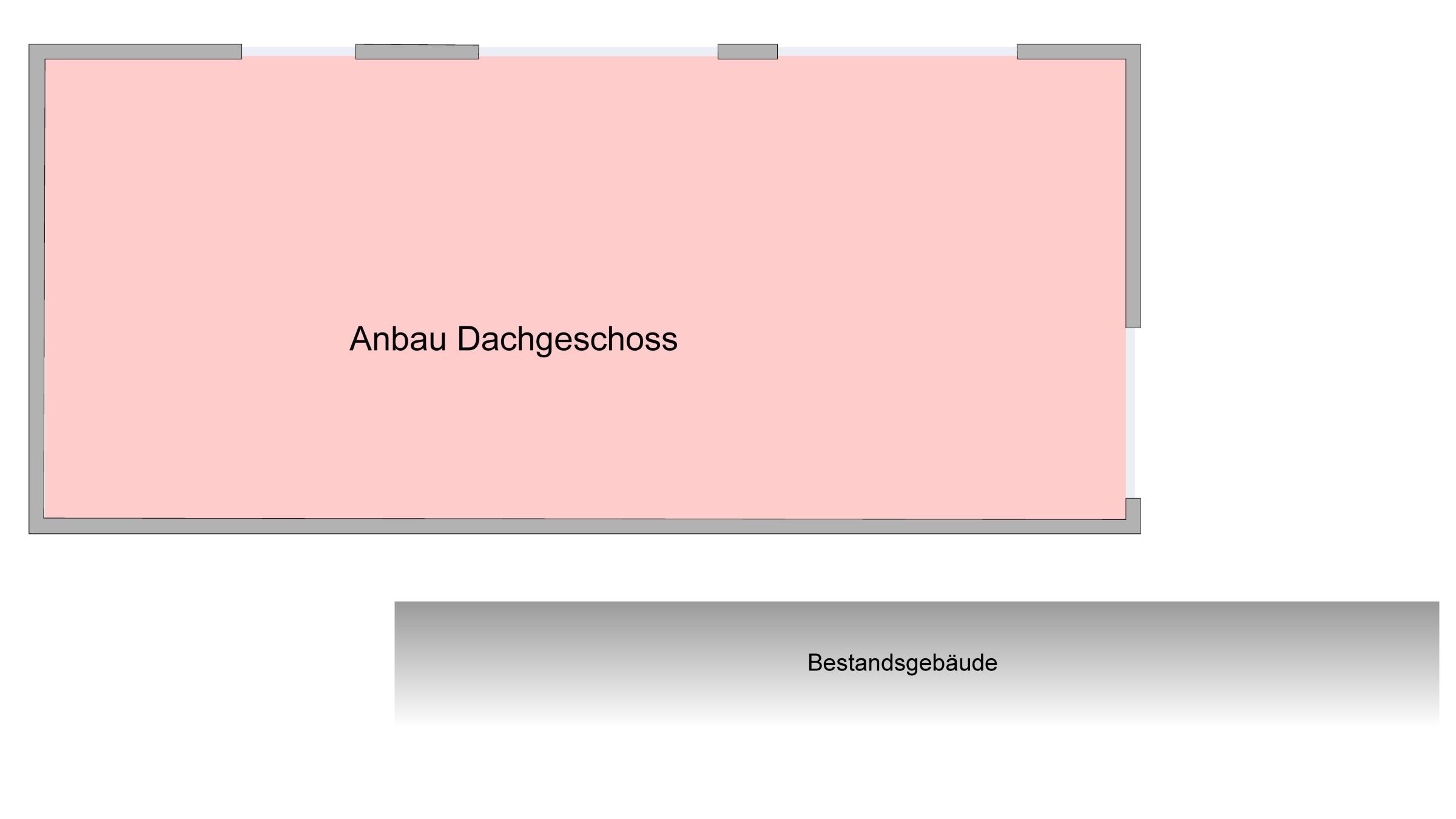 Grundriss des Dachgeschosses des zweigeschossigen Anbaus