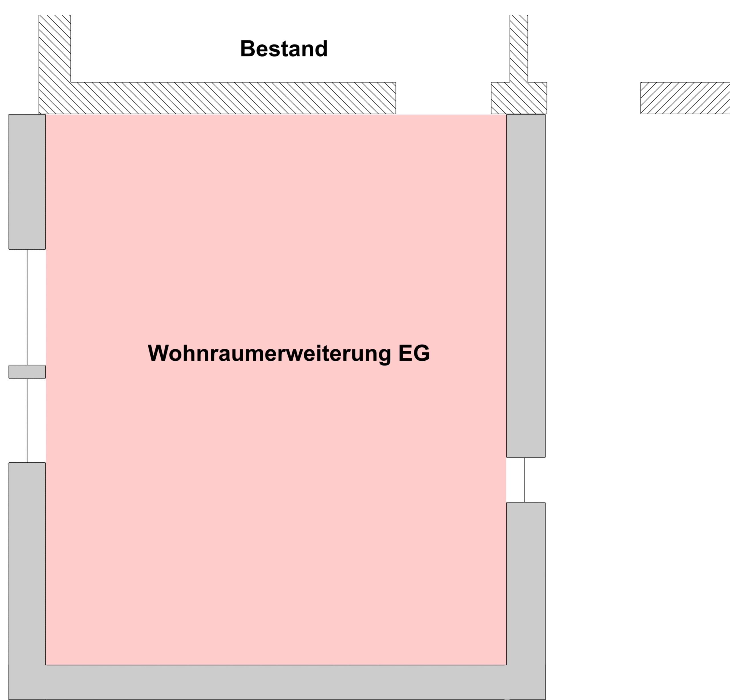 Grundriss Erdgeschoss mit Darstellung der Wohnraumerweiterung durch den Anbau