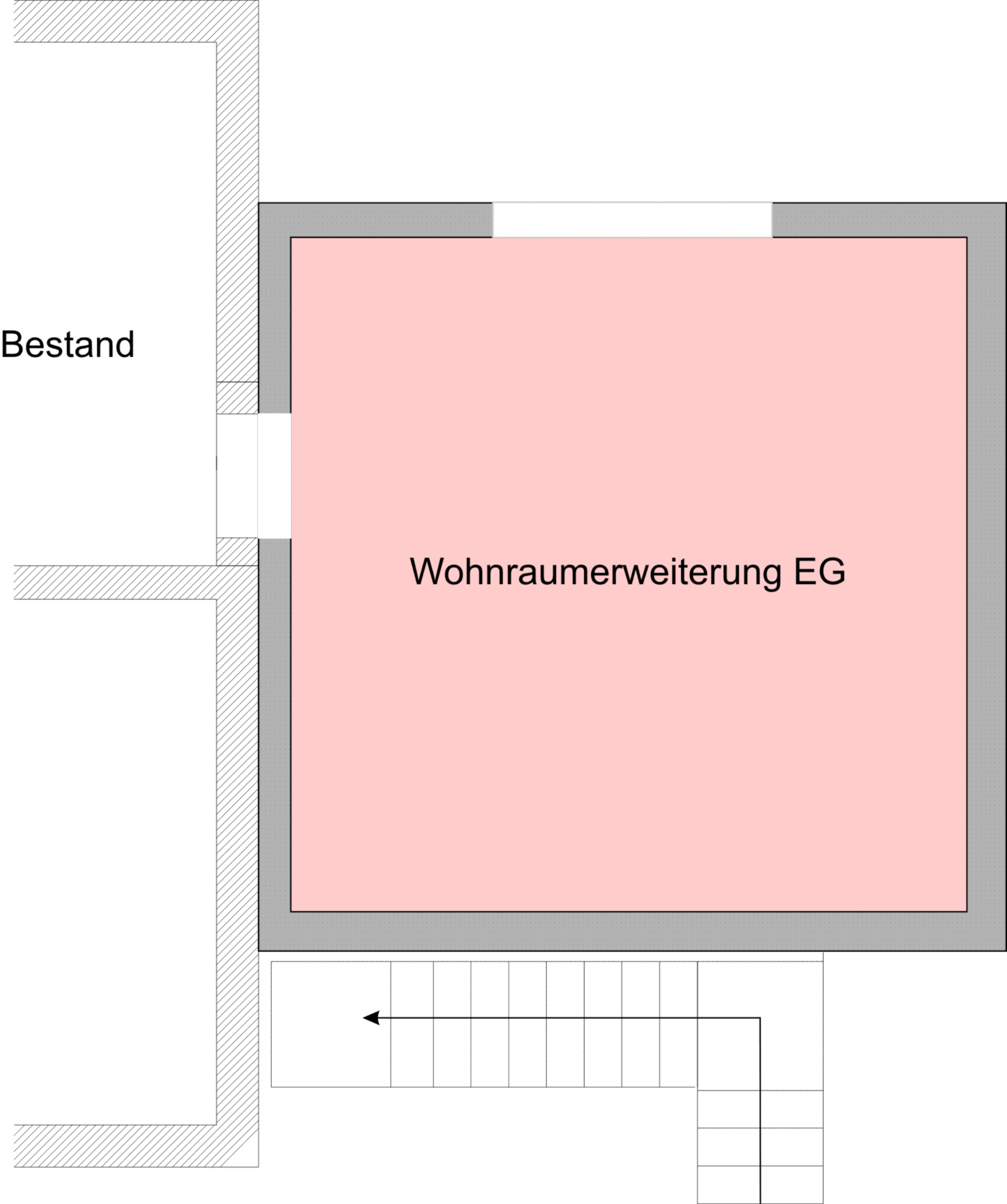 Gartenseitige Ansicht von Anbau de Vries mit kubischem Anbau und Holzfassade aus unbehandelter Lärche