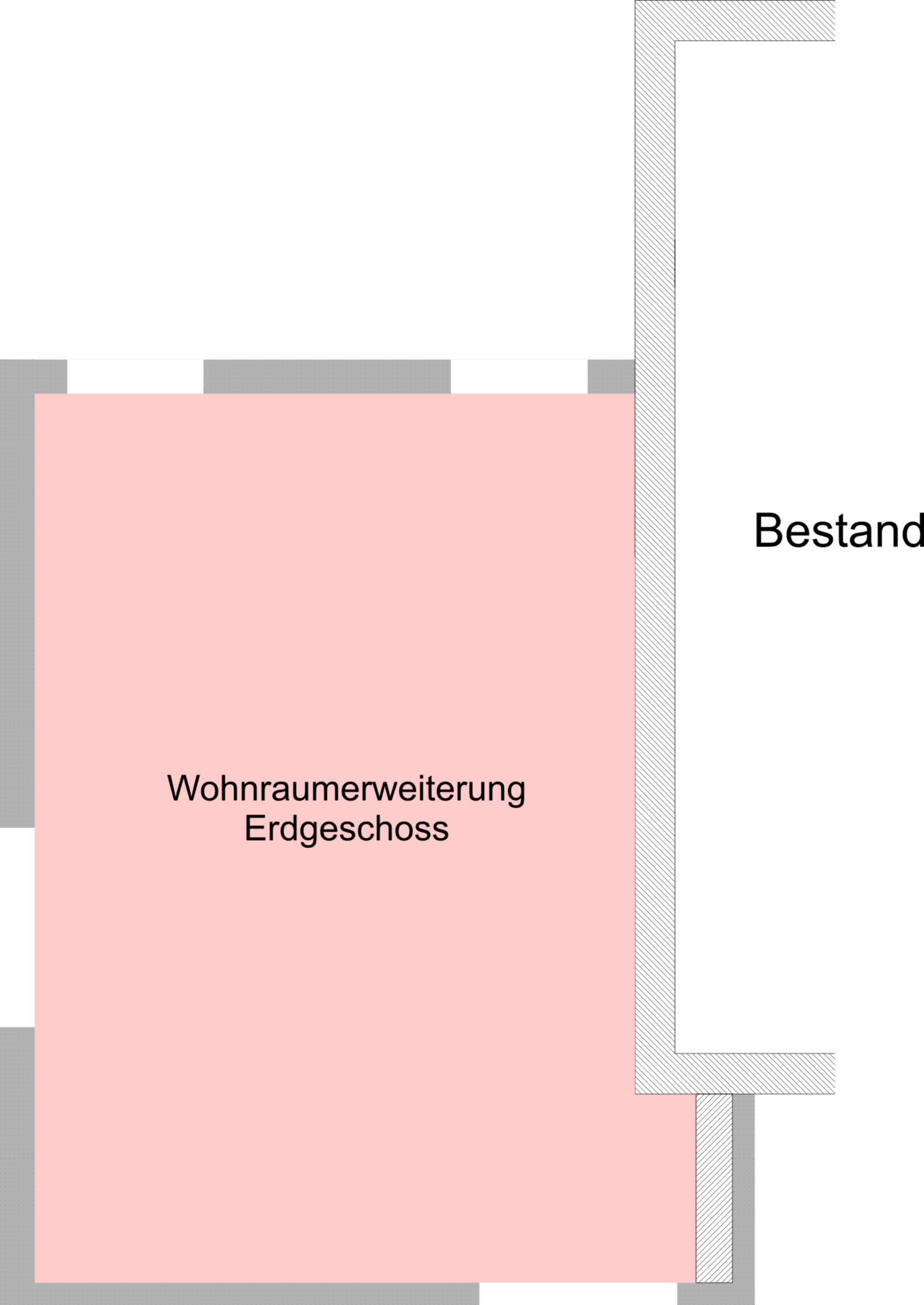 Grundriss Erdgeschoss der Wohnraumerweiterung im zweigeschossigen Holz-Anbau