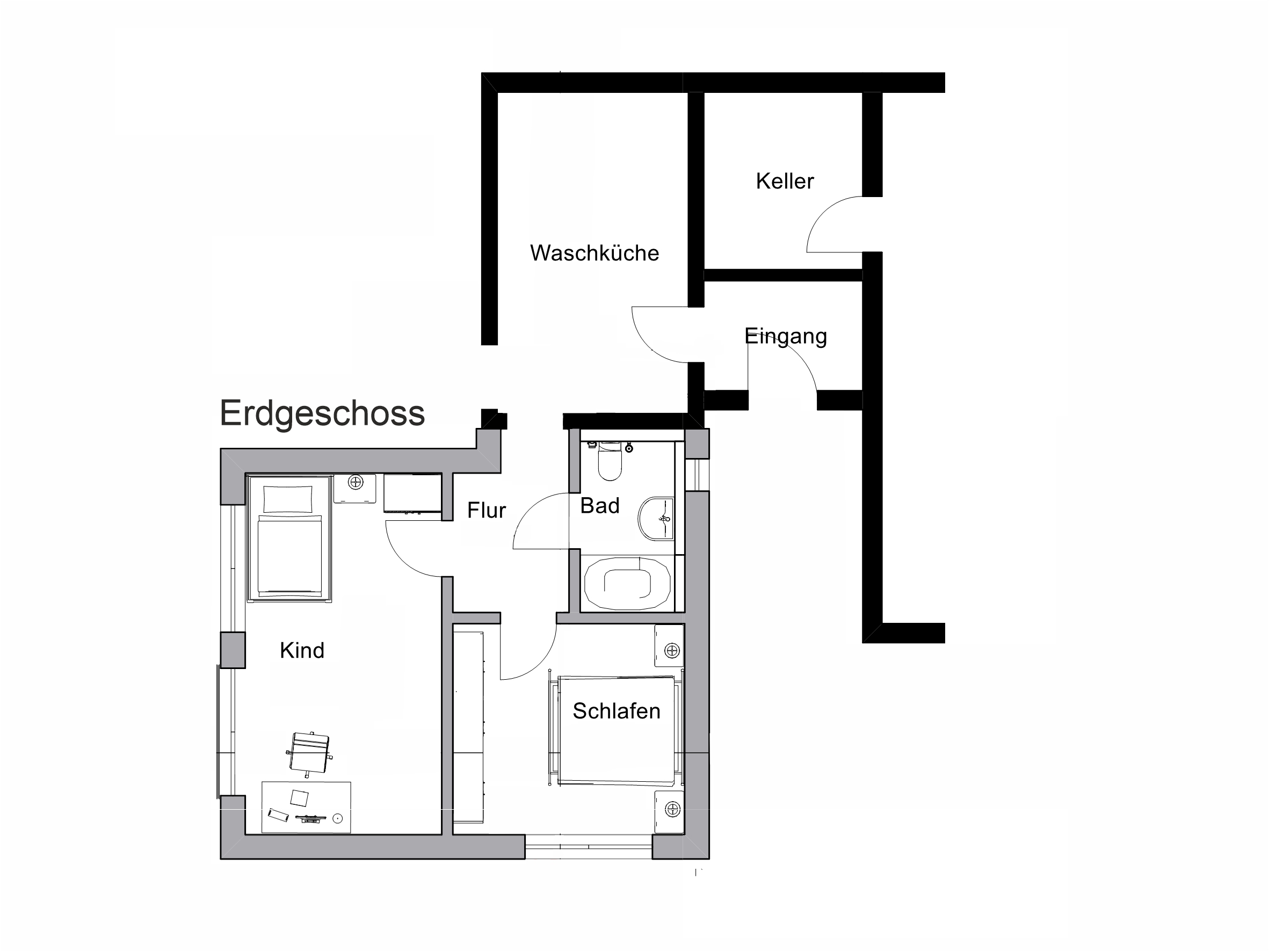 Grundriss Dachgeschoss der Wohnraumerweiterung im Holz-Anbau