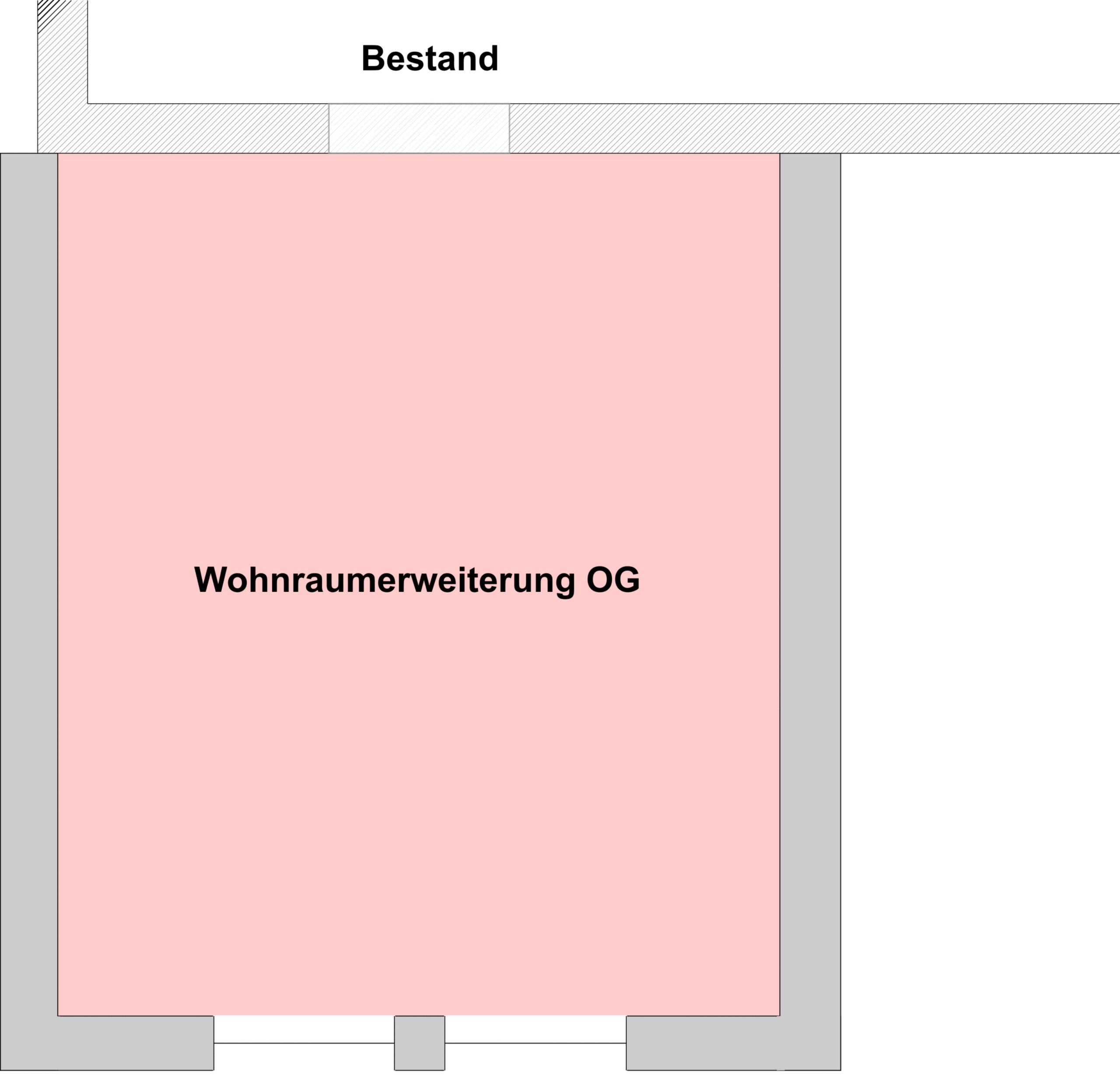 Grundriss Obergeschoss der zweigeschossigen Wohnraumerweiterung