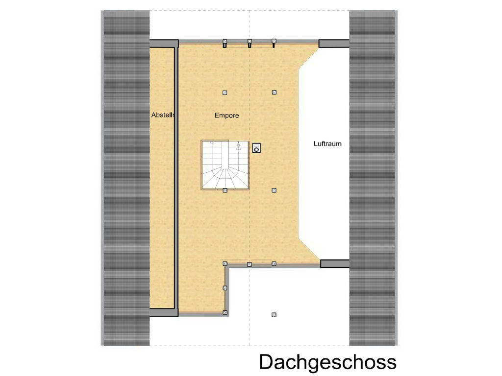 Dachgeschossgrundriss mit Empore, Abstellraum und Luftraum
